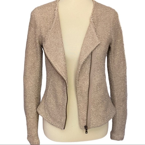 Anthropologie Cartonnier Gold Shimmer Asymmetrical Full-Zip Jacket Blazer Small - Picture 3 of 12